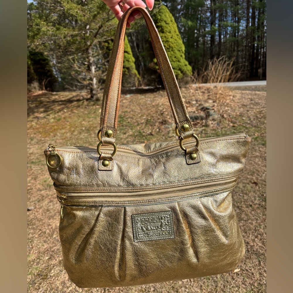 COACH Poppy Metallic Gold Shoulder Bag - Picture 15 of 17